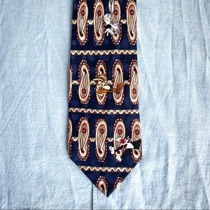 Vintage Looney Tunes Elmer Fud w/ gun silk tie EUC
